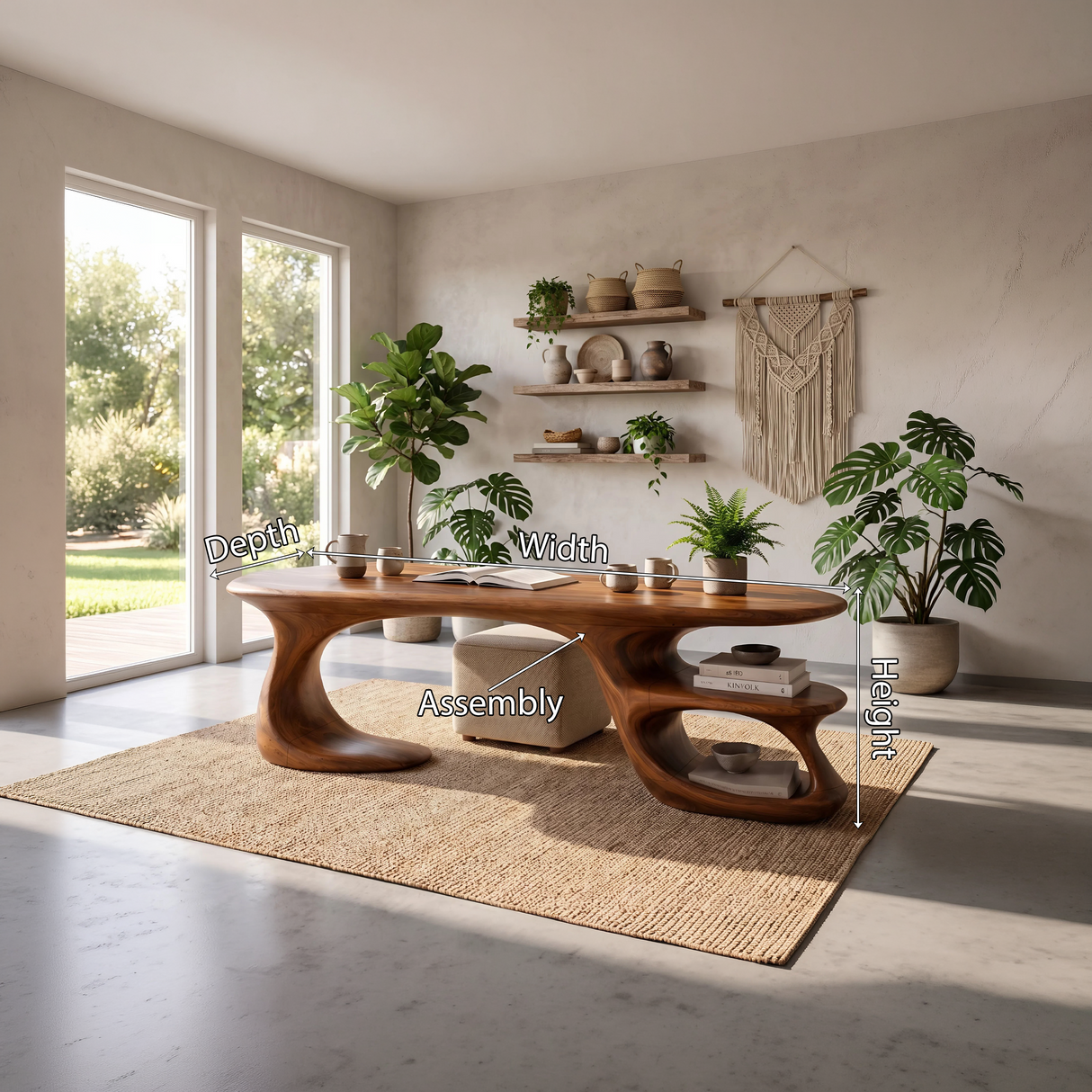 Modern Curved Shelf Desk Home Office Apartment