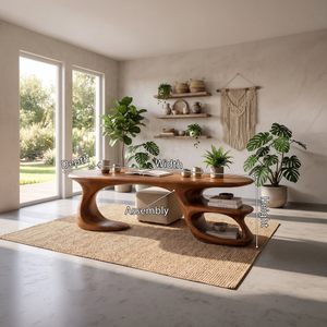 Modern Curved Shelf Desk Home Office Apartment