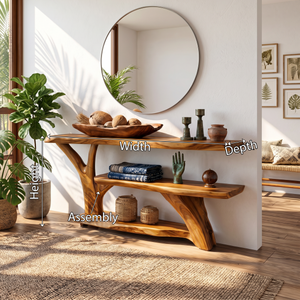 Modern Wooden Live Edge Console Table For Entryway Home Decoration