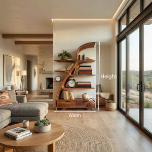 Organic Wooden Bookshelf For Living Area