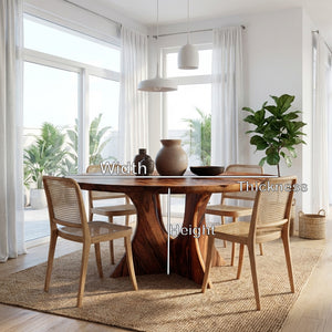 Organic Round Wooden Dining Table For Dining Room