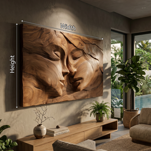 Romantic Couple Wood Wall Art Minimalist Bedroom Interior Statement Decor