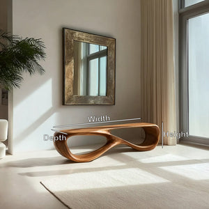 Minimalist Sculptural Wooden Bench For Entryway Decor