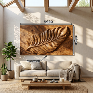 Nature Wall Art With Carved Leaf Design For Living Room