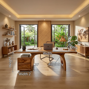 Tropical Work Desk With Storage Drawers For Home Office