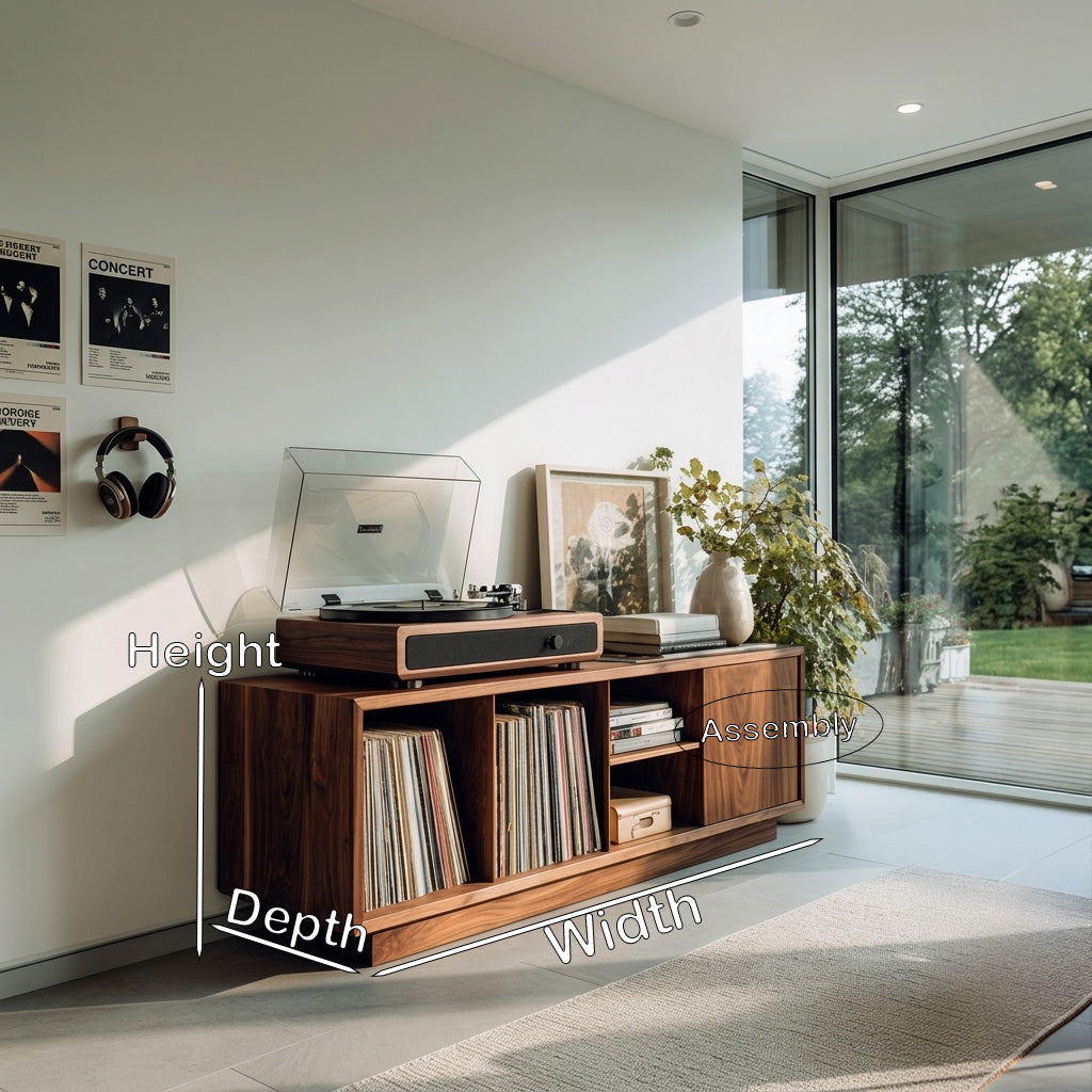 Minimalist Wooden Record Player Cabinet For Living Room
