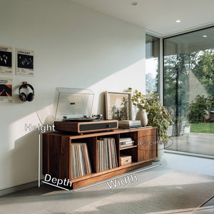 Minimalist Wooden Record Player Cabinet For Living Room