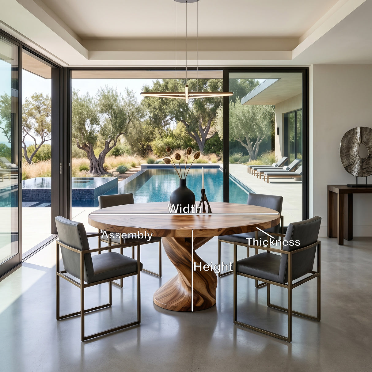 Luxury Twisted Pedestal Dining Table For Dining Room