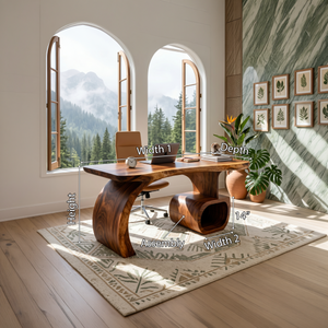 Scandinavian Organic Desk With Display Shelf For Workspace