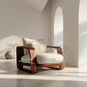 Organic Wooden Wide Armchair For Living Room