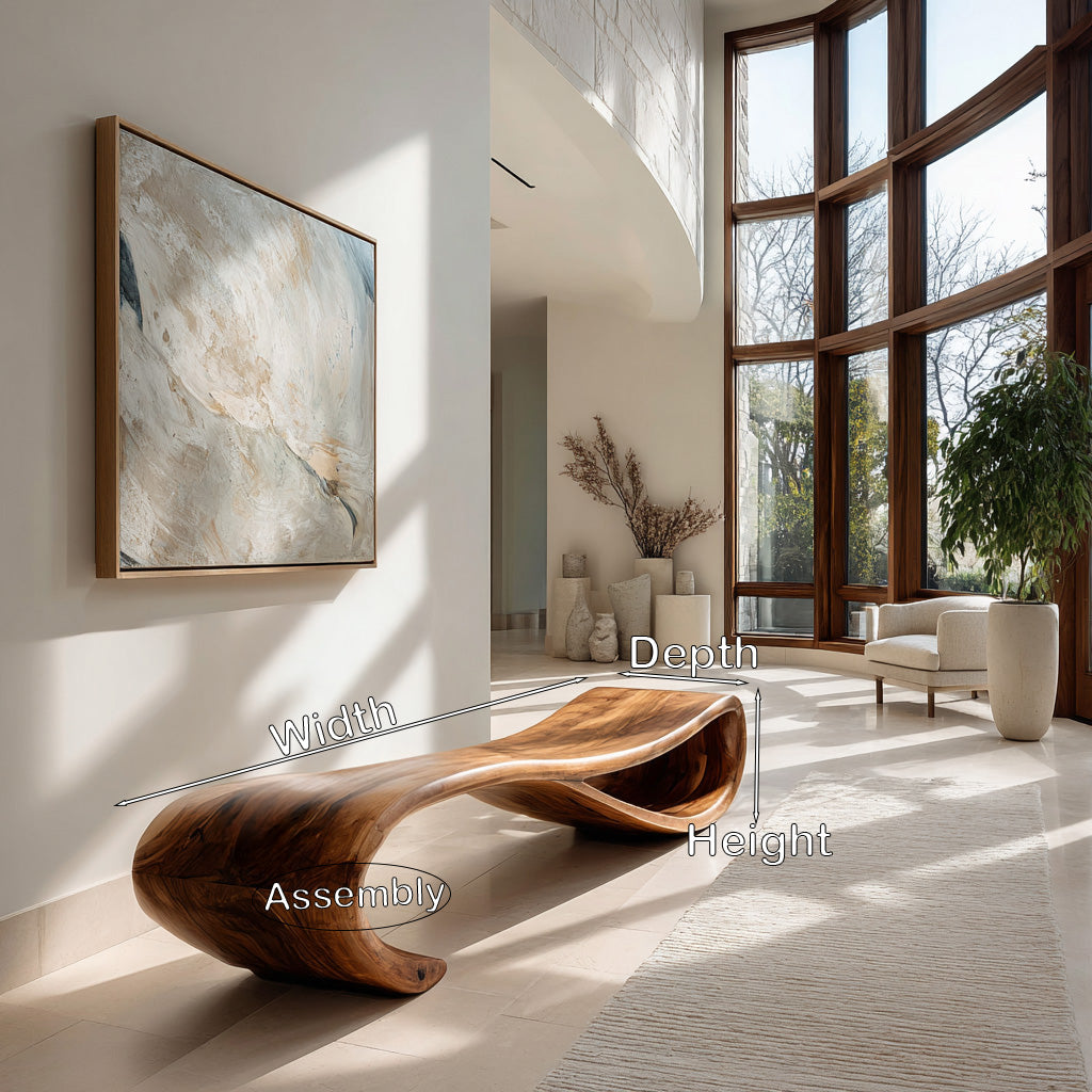 Modern Statement Bench With Soft Curved Lines For Entryway
