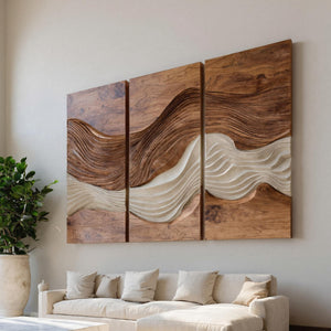 Modern Abstract Wood Panel Wall Art Set For Home Decor