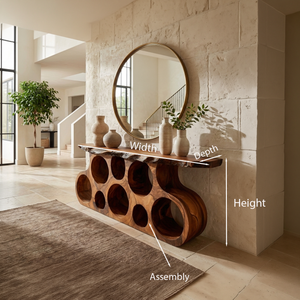 Wooden Console Table With Round Cutout Base For Living Decor