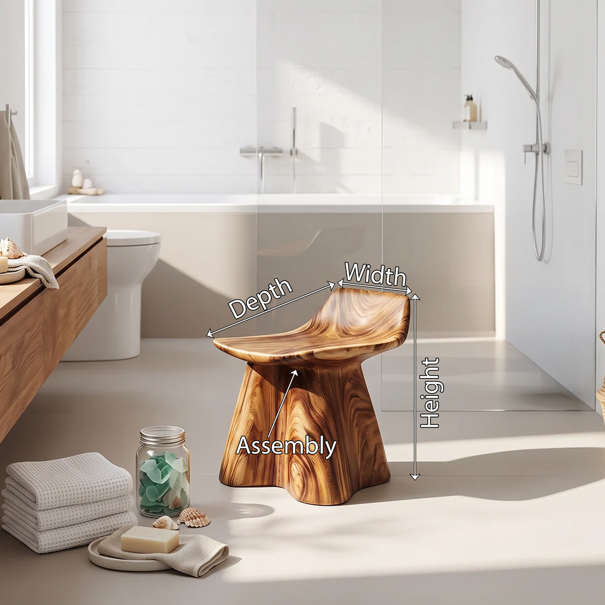 Farmhouse Shower Stool For Rustic Bathroom Interiors