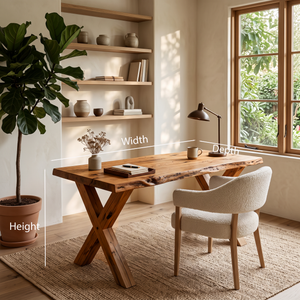 Modern Sculptural Live Edge Desk With Curved Legs For Studio