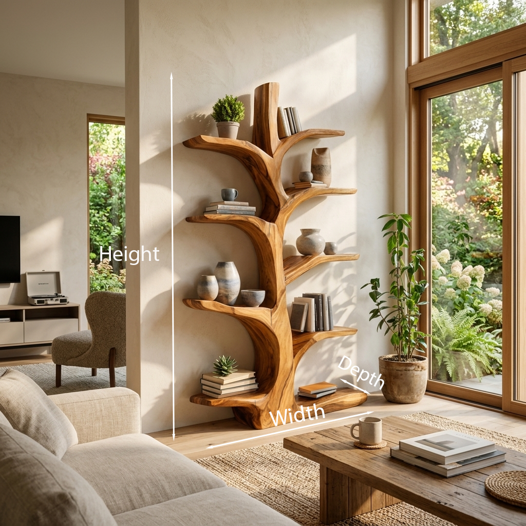 Minimal Natural Wood Bookshelf For Home