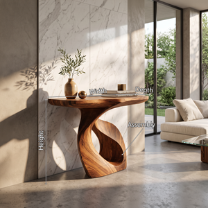 Handcrafted Solid Wood Console Table Organic Design For Entryway Decor