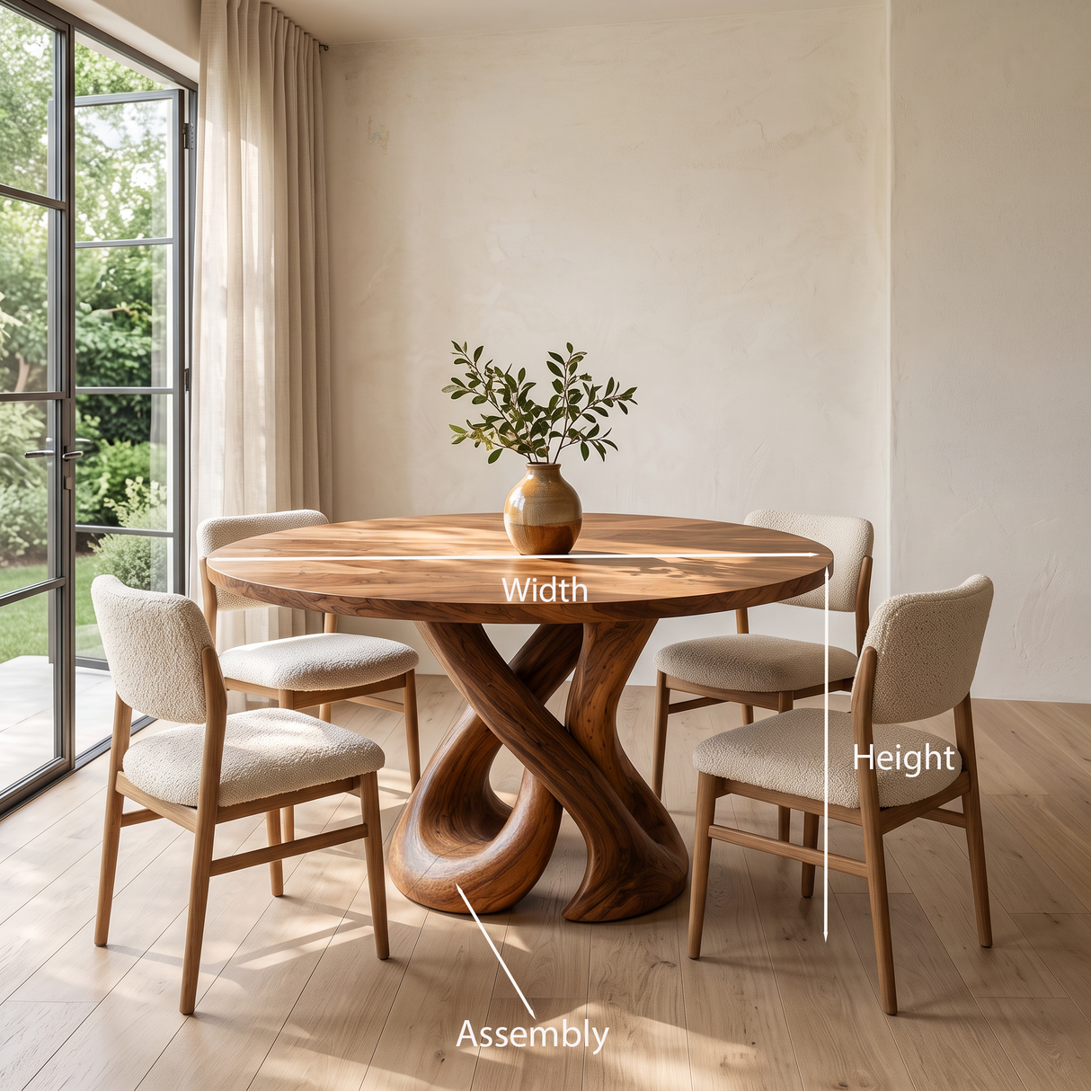 Contemporary Dining Table Organic Spiral Base For Modern Kitchen
