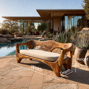 Mid Century Wood Sofa Sculptural Frame For Patio