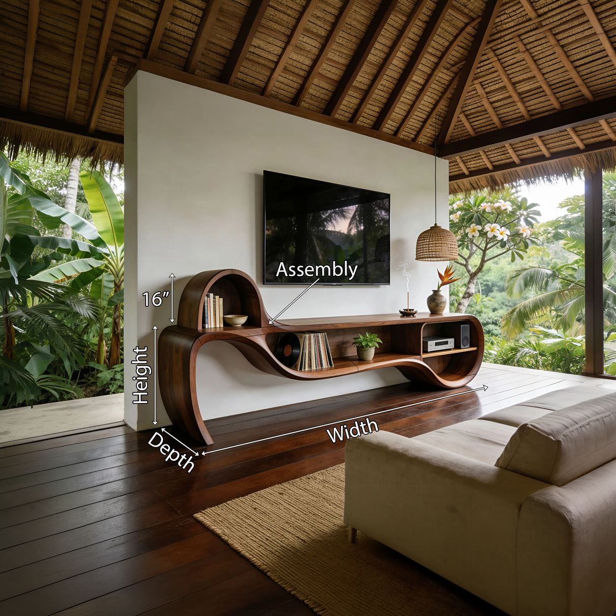 Modern Floating TV Console For Family Lounge Interior