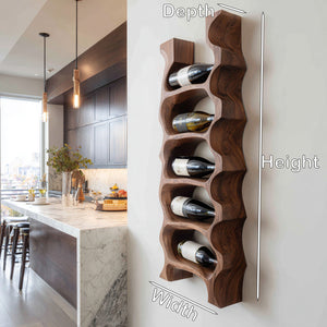 Modern Sculptural Wooden Wine Rack For Kitchen Wall Display