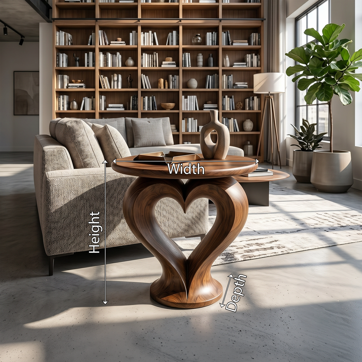 Modern Heart Base Accent Table Designer Library