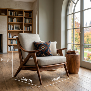 Contemporary Wood Accent Chair With Sculptural Frame For Living Room