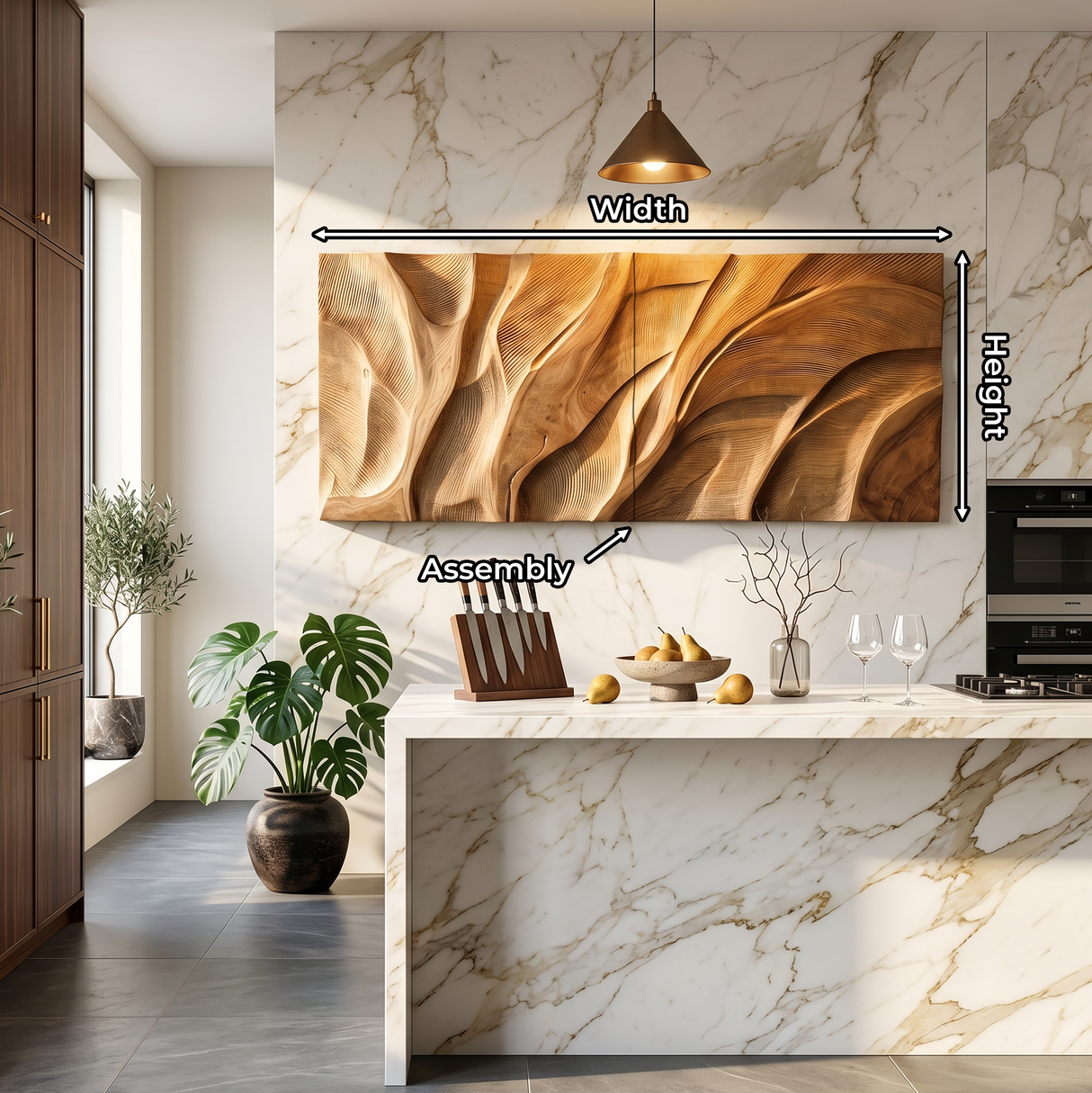 Wooden Wall Art With Textured Design For Kitchen