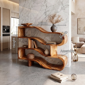 Modern Architectural Wooden Display Shelf With Floating Curves