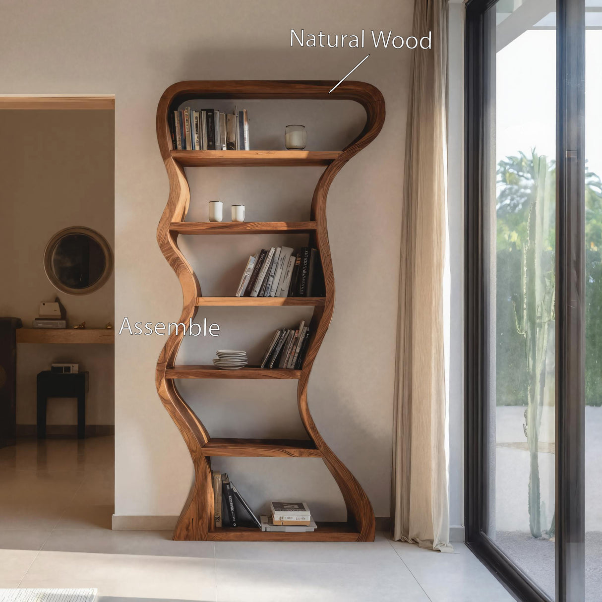 Organic Sculpture Wavy Bookshelf For Living Room Or Office Furniture