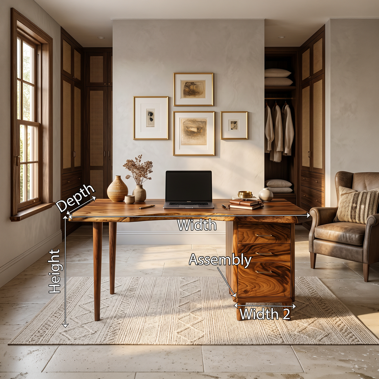 Urban Writing Desk With Drawer Storage For Apartment Office