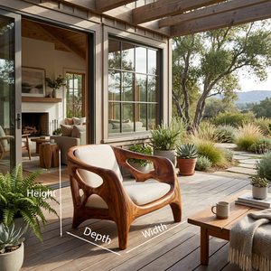 Sculptural Wooden Lounge Chair For Patio