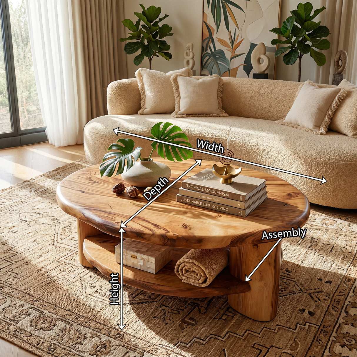 Mid Century Live Edge Low Table For Living Room Furniture Design