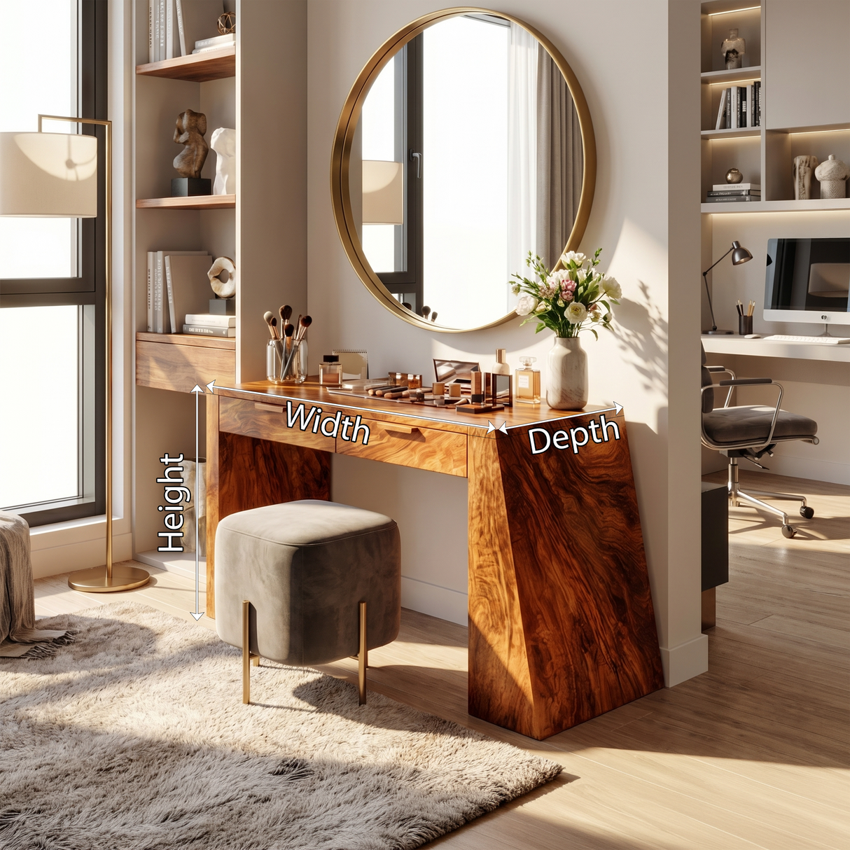 Industrial Makeup Vanity Desk Home Office Beauty Space Personal Area