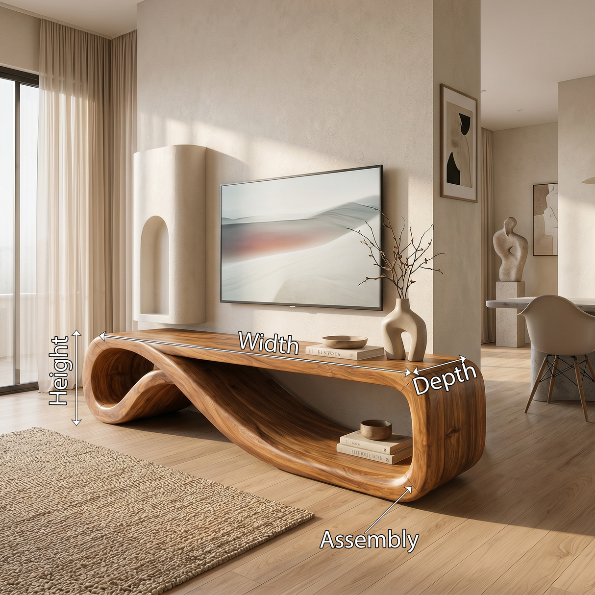 Modern Entertainment Center Sculptural Wood Furniture