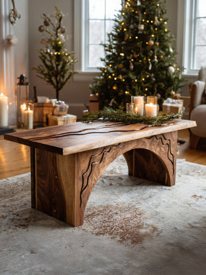 Rectangular Coffee Table With Arched Base For Holiday Decor