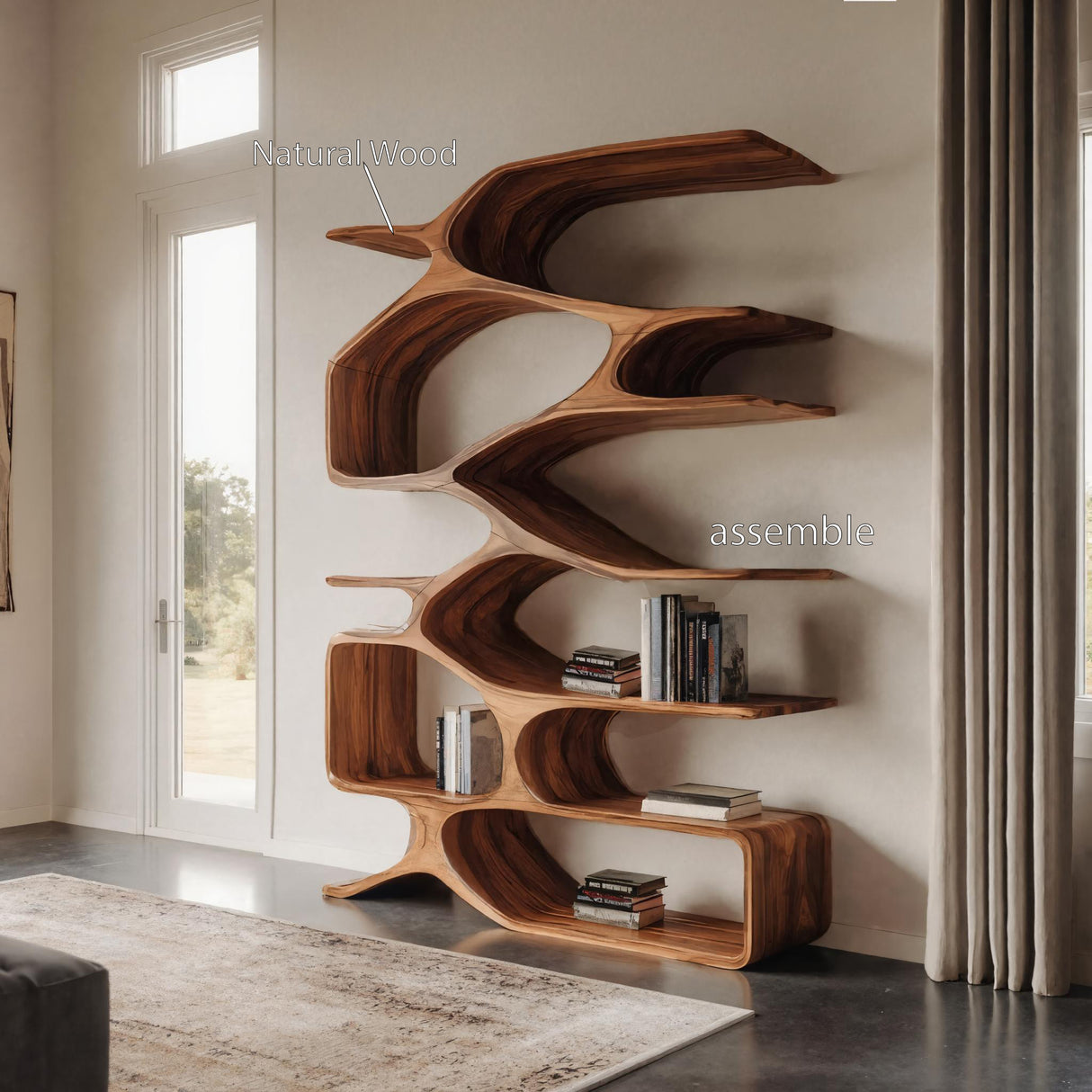 Organic Sculptural Bookshelf For Living Decor