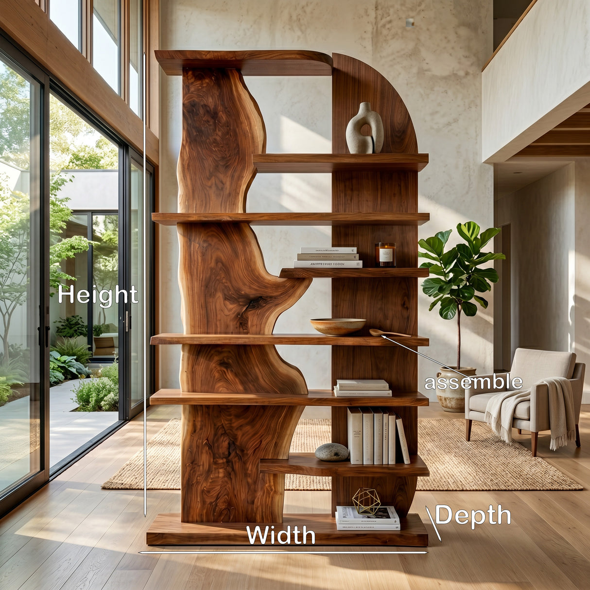 Minimalist Natural Wood Standing Shelf For Home Corner