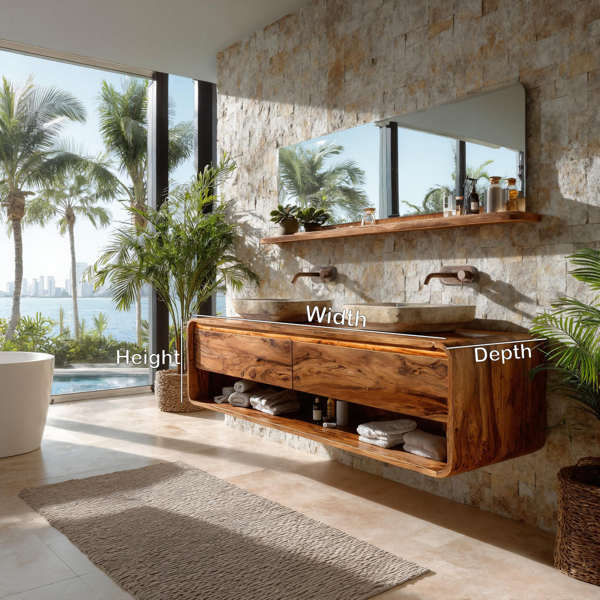 Minimalist Floating Wood Bathroom Vanity For Bathroom Areas