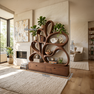 Organic Curved Bookcase For Modern Living Room