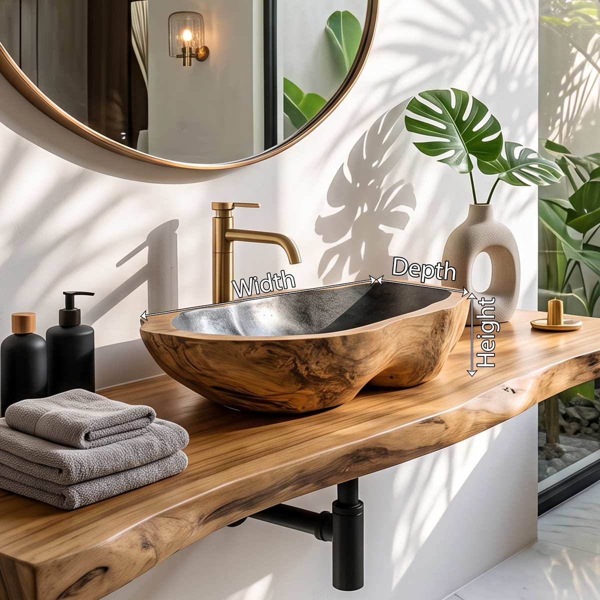 Solid Wood Sink Farmhouse Look For Bathroom Vanity Decor