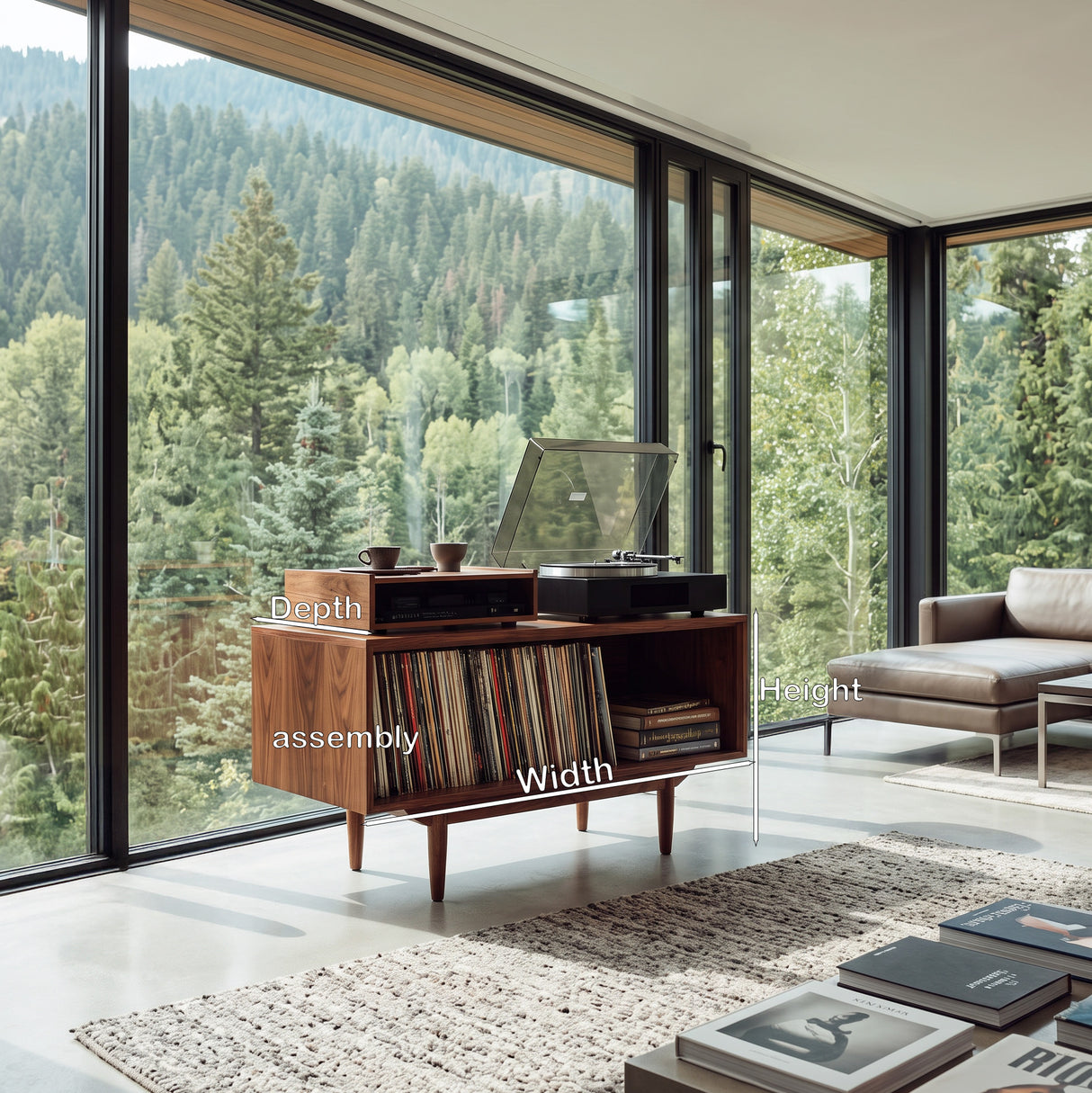 Scandinavian Wooden Record Player Cabinet For Living Room