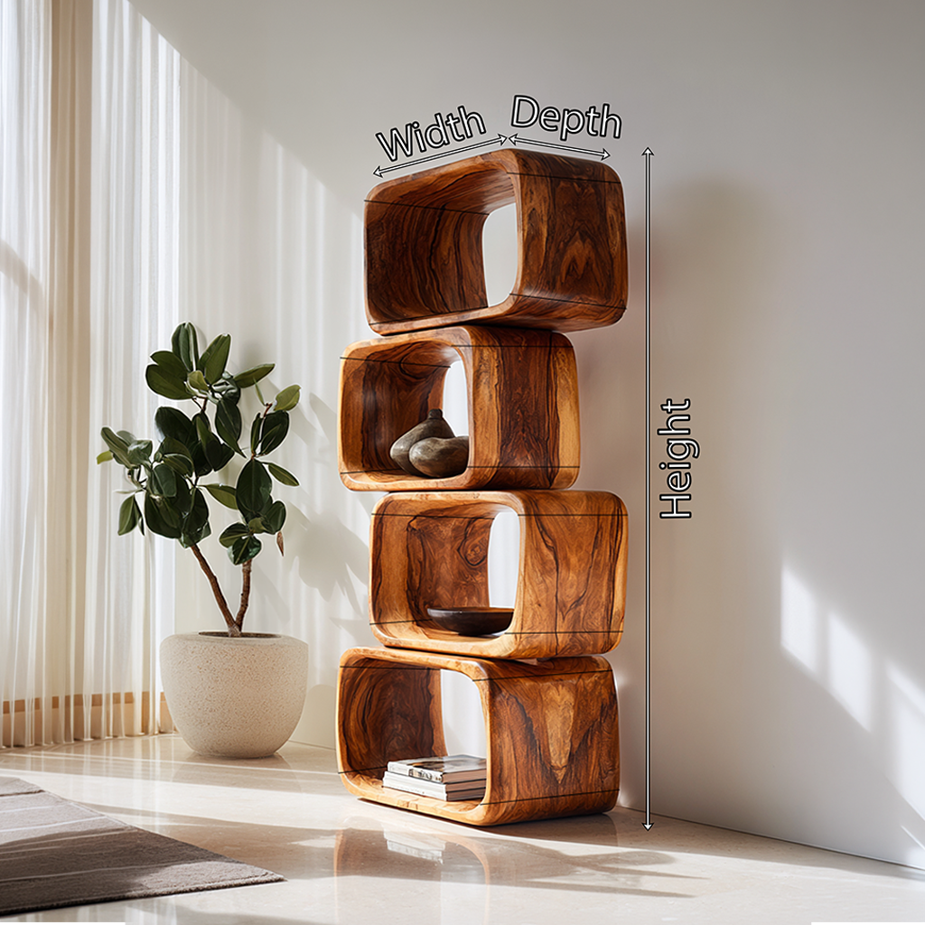 Modern Natural Wood Bookshelf For Home Living Decor