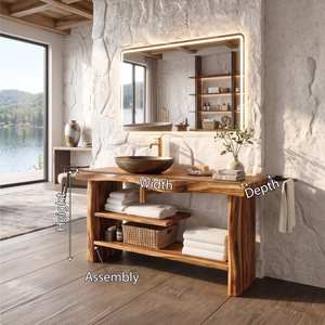 Handcrafted Wooden Storage Vanity For Bathroom Decor