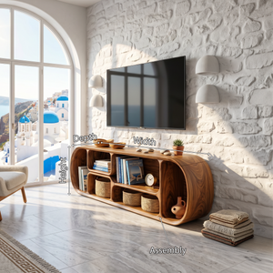 Minimalist Curved TV Console For Studio Apartment Interior