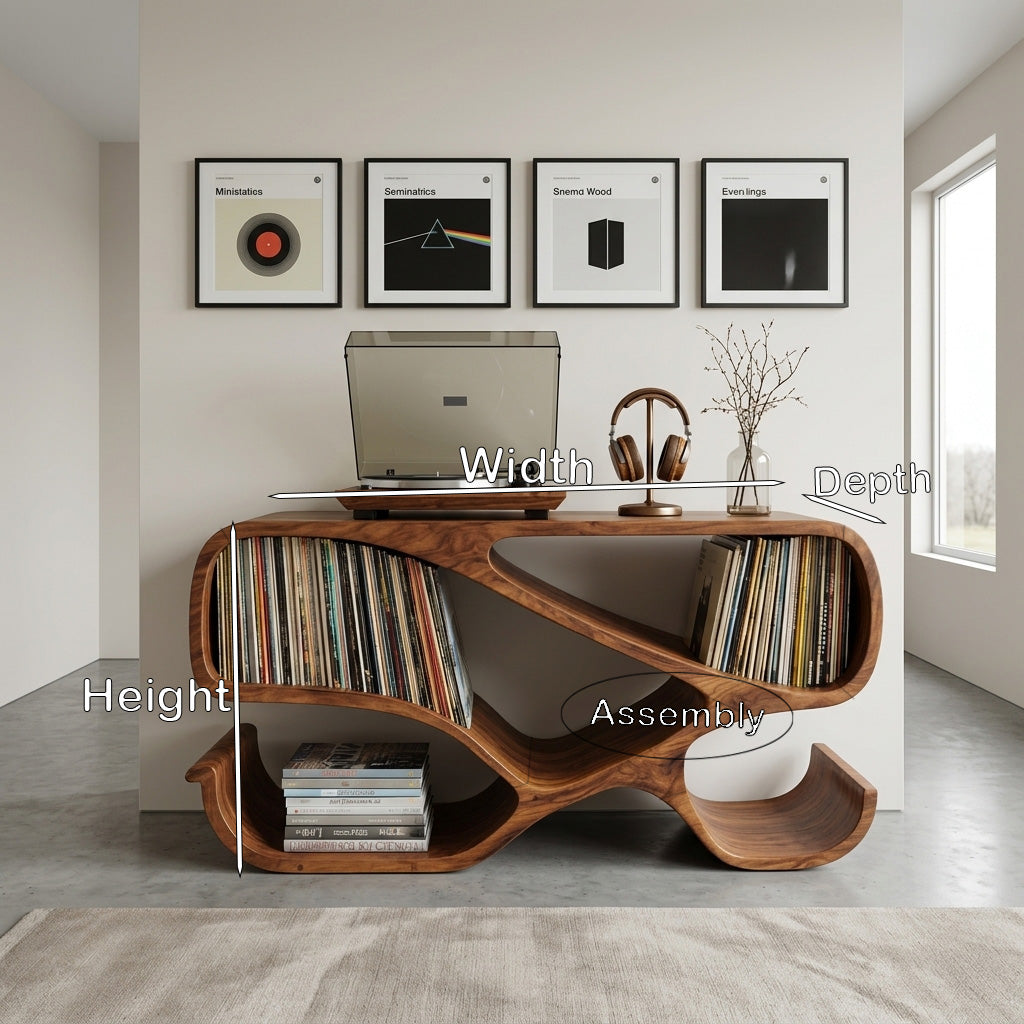 Modern Wooden Record Player Cabinet With Compartments For Living Room