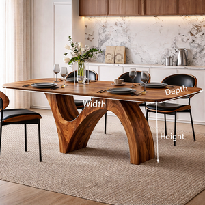 Farmhouse Wooden Dining Table With Organic Shape For Kitchen