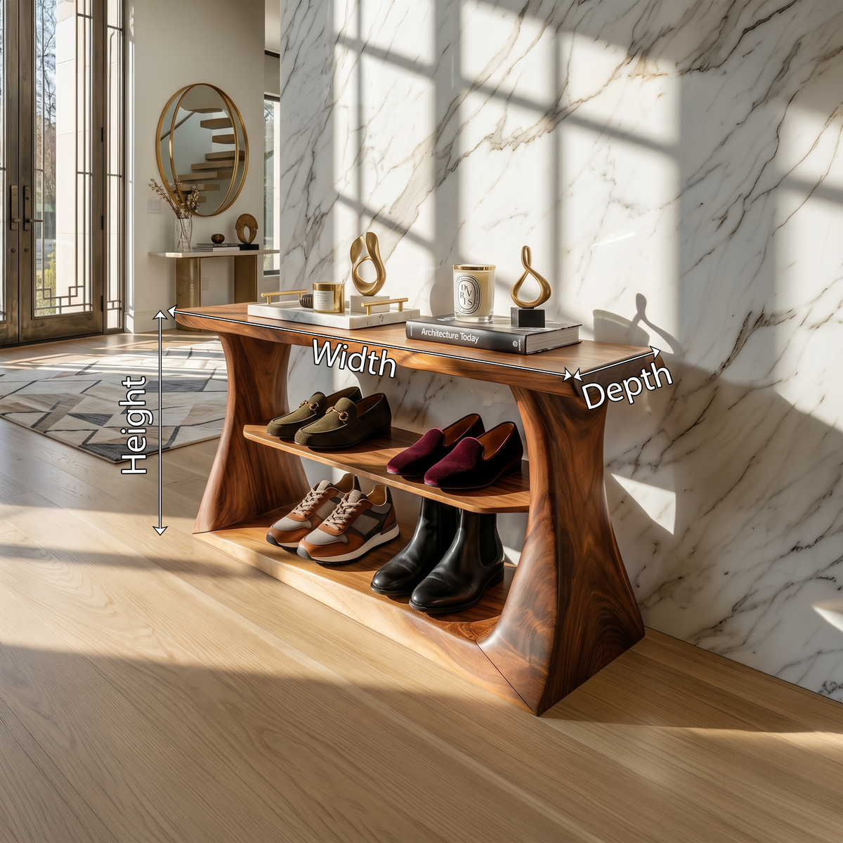 Rustic Shoe Rack Shelf For Entryway Hallway Mudroom Storage Zone