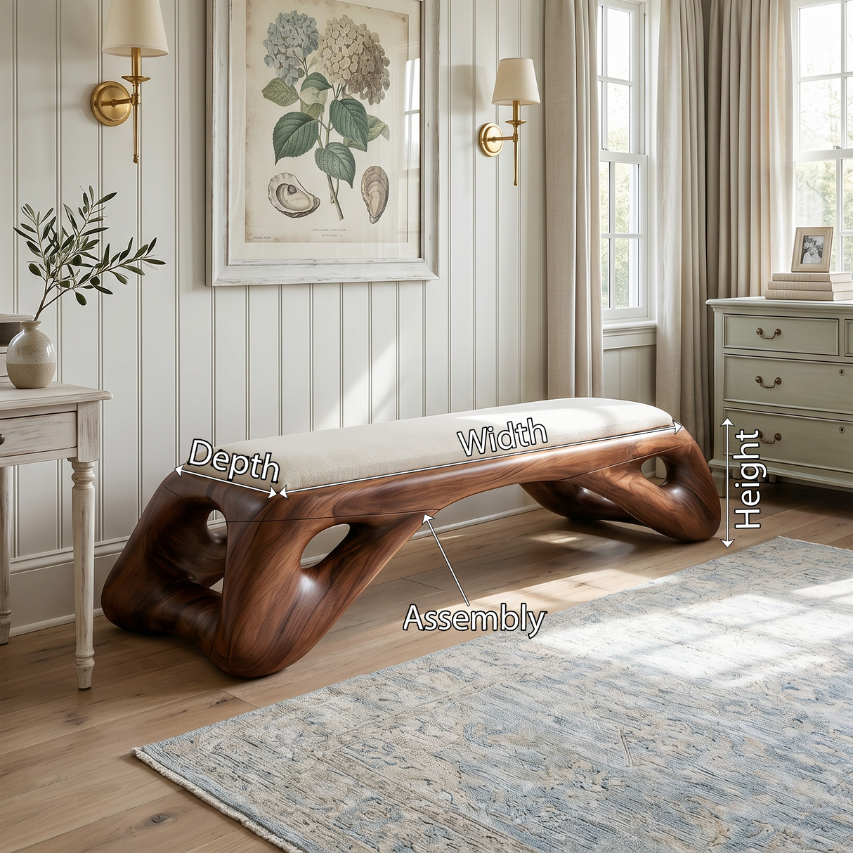 Organic Modern Entryway Bench Luxury Residence