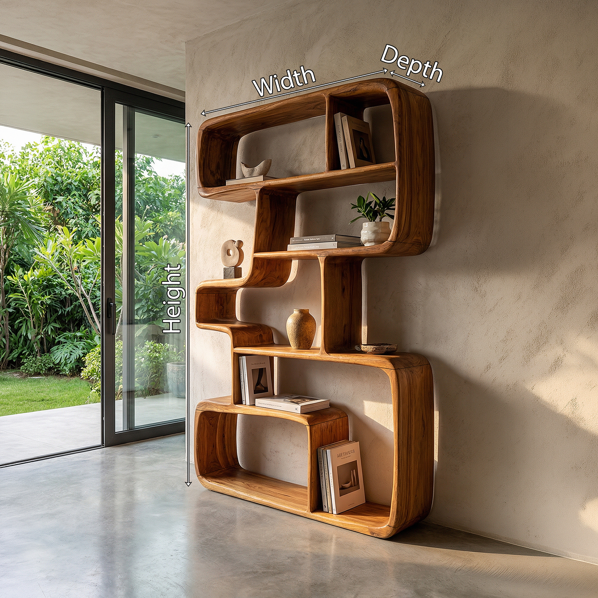 Rustic Farmhouse Geometric Bookshelf Hallway Storage Shelf